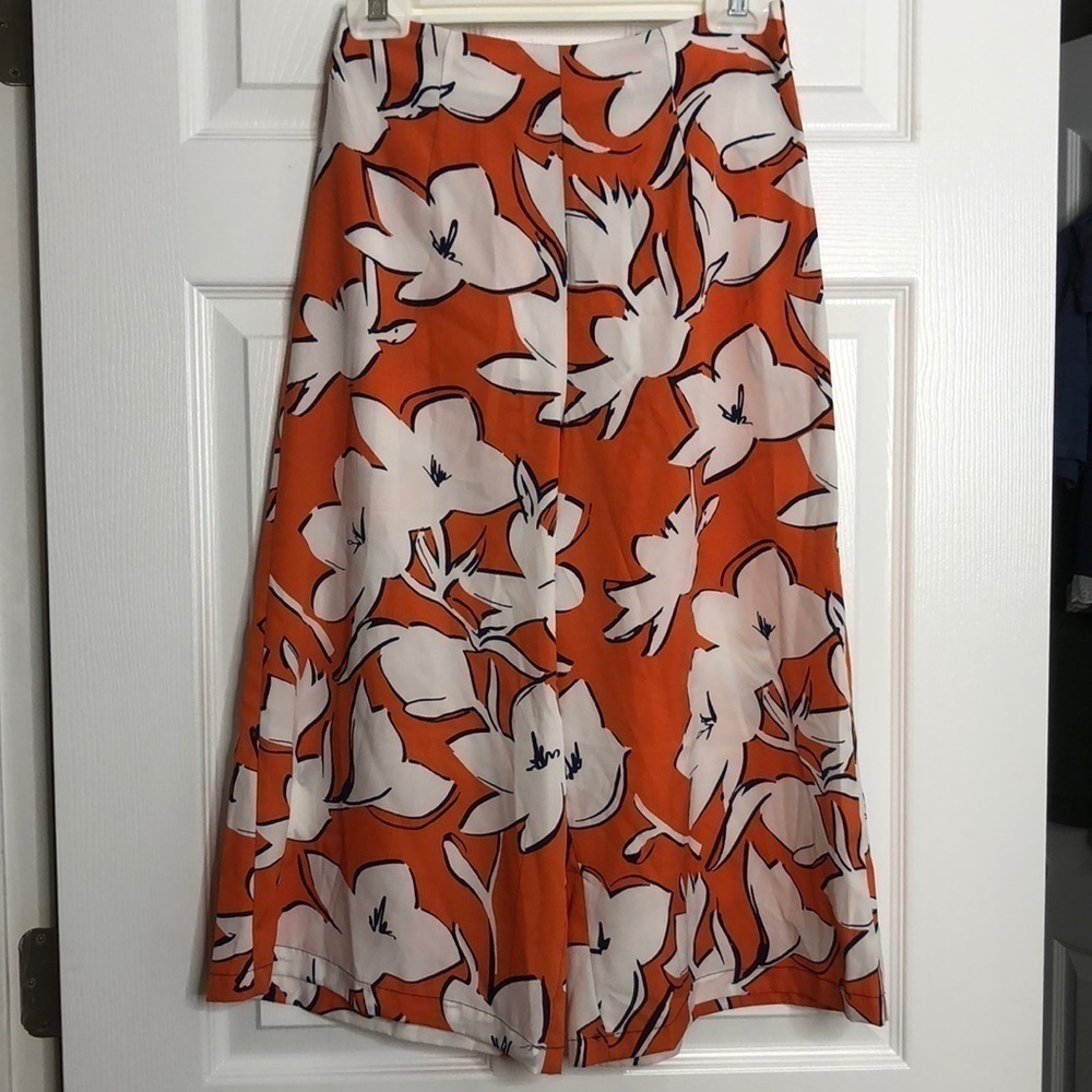 Zara Trafaluc Floral Orange Blue Wide Leg Pants XS